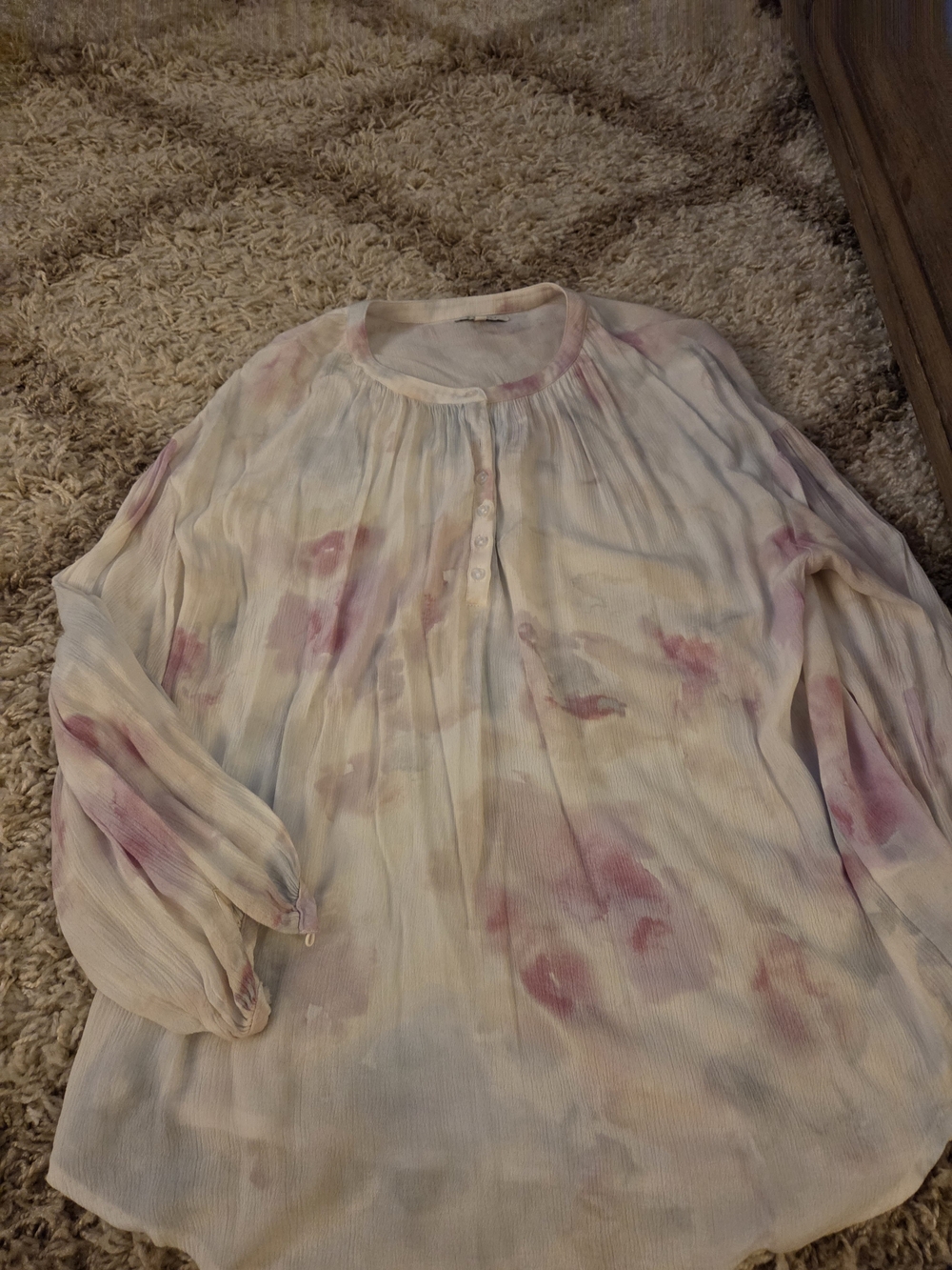 Z Supply Pastel Watercolor Peasant Blouse - Pink & Cream